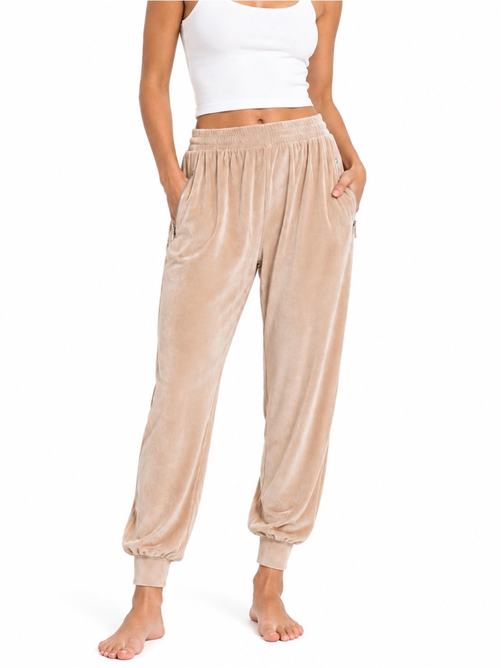 Skims Velour Jogger Lounge Pants In Honey Beige